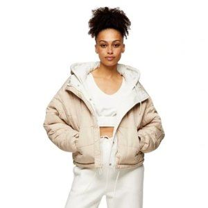Beige Reversible Puffer Jacket Coat 